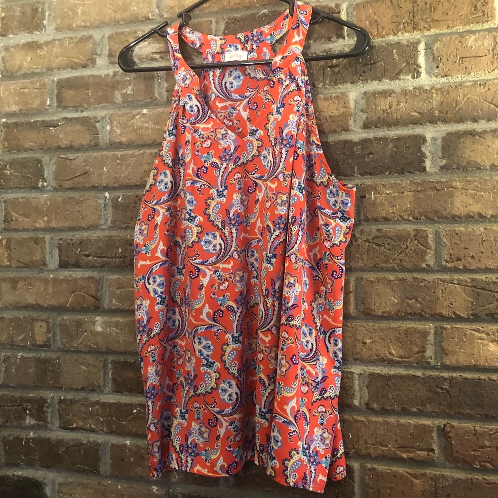 Orange Paisley Top. Medium.